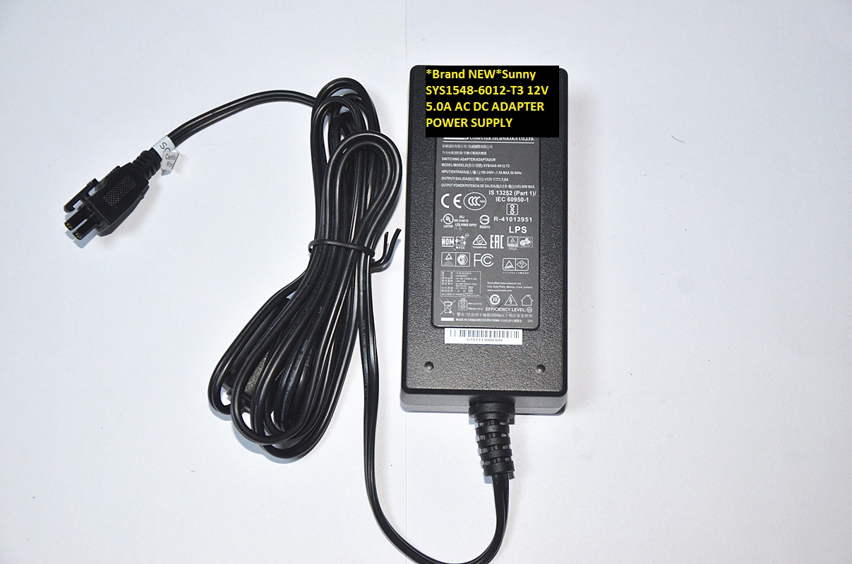 *Brand NEW*SYS1548-6012-T3 Sunny 12V 5.0A AC DC ADAPTER POWER SUPPLY